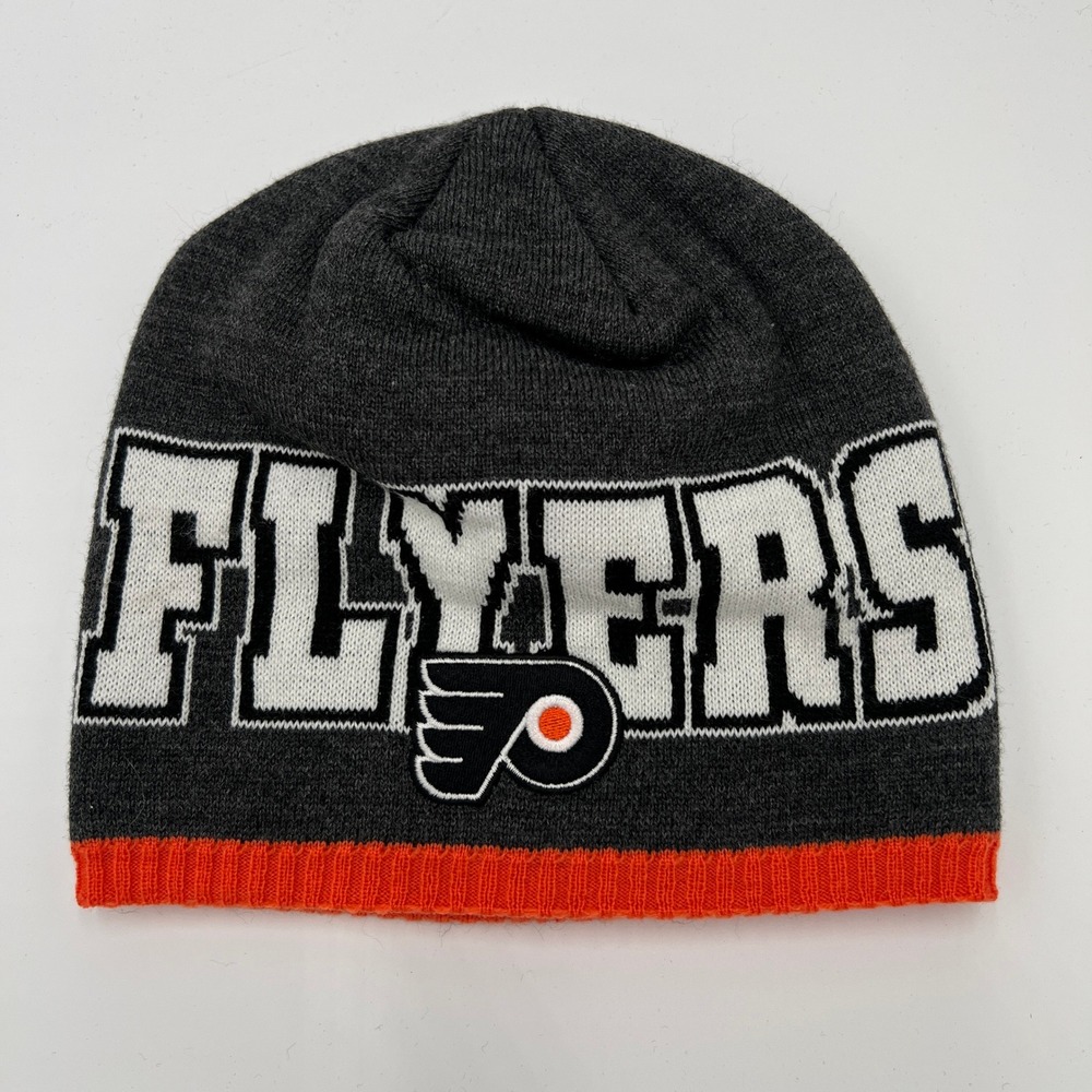 Adidas Philadelphia Flyers NHL Beanie Hat Gray Orange Knit OSFA